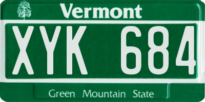 VT license plate XYK684