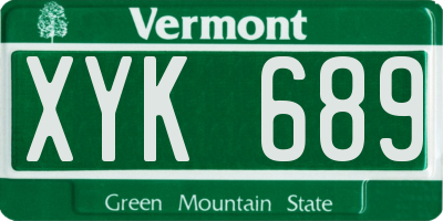 VT license plate XYK689