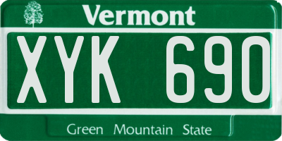 VT license plate XYK690
