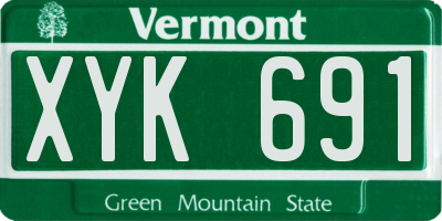 VT license plate XYK691