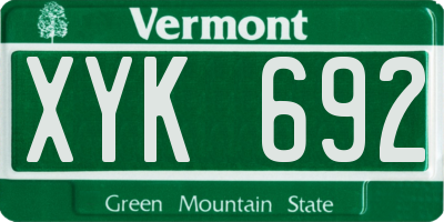 VT license plate XYK692