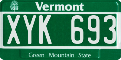 VT license plate XYK693