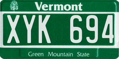 VT license plate XYK694