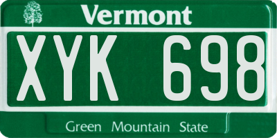 VT license plate XYK698