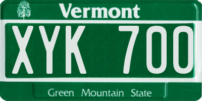 VT license plate XYK700