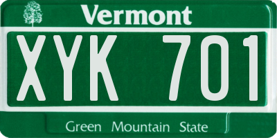 VT license plate XYK701
