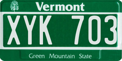 VT license plate XYK703