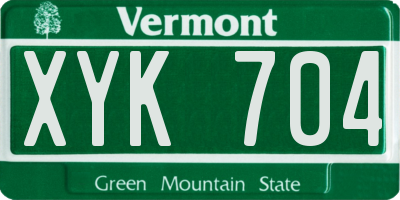 VT license plate XYK704