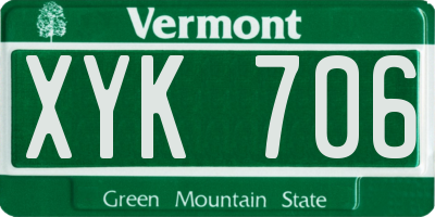VT license plate XYK706