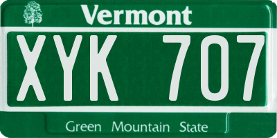 VT license plate XYK707