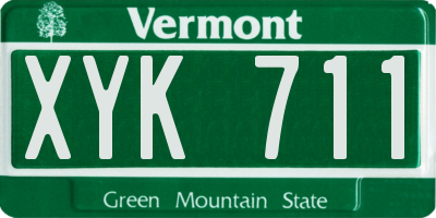 VT license plate XYK711