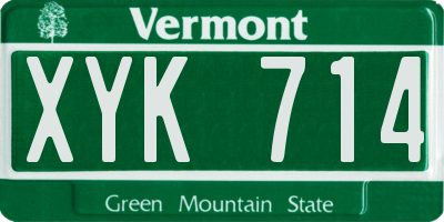 VT license plate XYK714