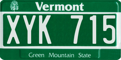 VT license plate XYK715