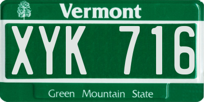 VT license plate XYK716