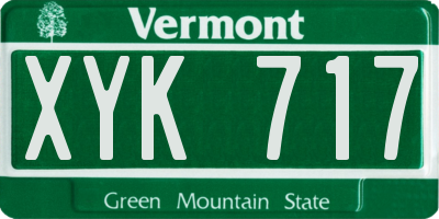 VT license plate XYK717