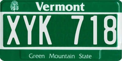 VT license plate XYK718