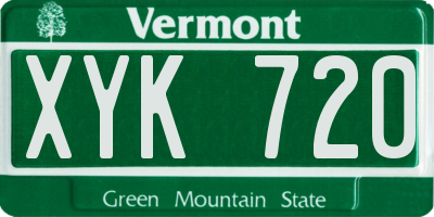 VT license plate XYK720