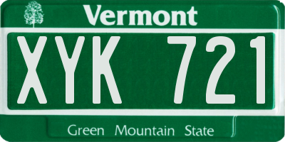 VT license plate XYK721