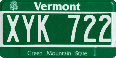 VT license plate XYK722