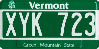 VT license plate XYK723
