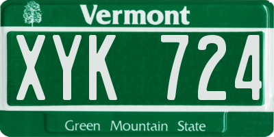 VT license plate XYK724