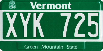 VT license plate XYK725