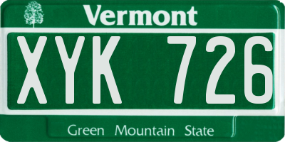 VT license plate XYK726
