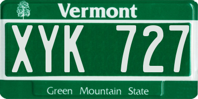 VT license plate XYK727