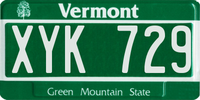 VT license plate XYK729