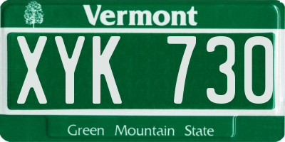 VT license plate XYK730