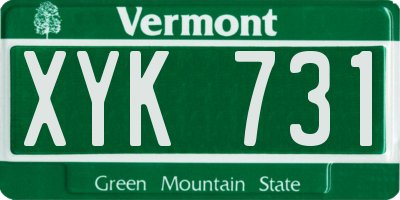VT license plate XYK731