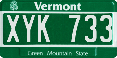 VT license plate XYK733