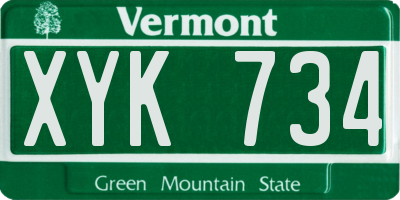 VT license plate XYK734