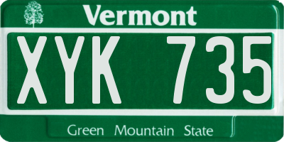 VT license plate XYK735