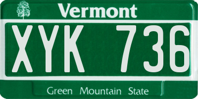 VT license plate XYK736