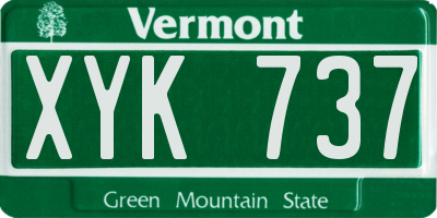 VT license plate XYK737