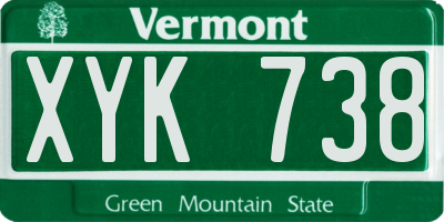 VT license plate XYK738