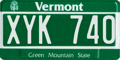 VT license plate XYK740