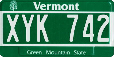VT license plate XYK742