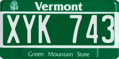 VT license plate XYK743