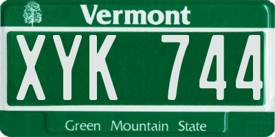 VT license plate XYK744