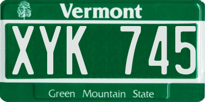 VT license plate XYK745