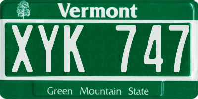 VT license plate XYK747