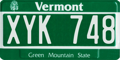 VT license plate XYK748