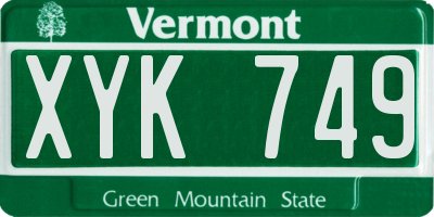 VT license plate XYK749