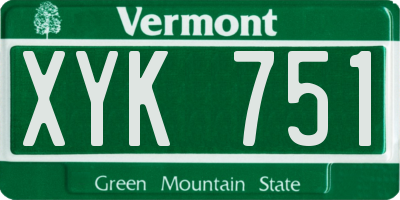VT license plate XYK751