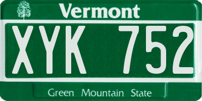 VT license plate XYK752