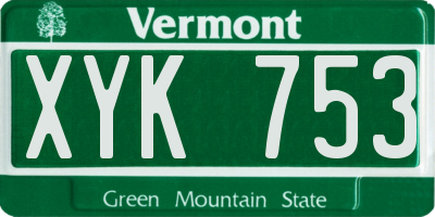 VT license plate XYK753