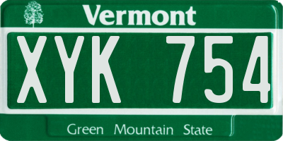 VT license plate XYK754
