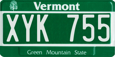VT license plate XYK755